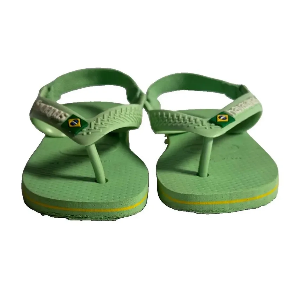 Havaianas Kids Brazil Flip Flops Green Heel Strap Sandals US 4C EU 22 Size 20